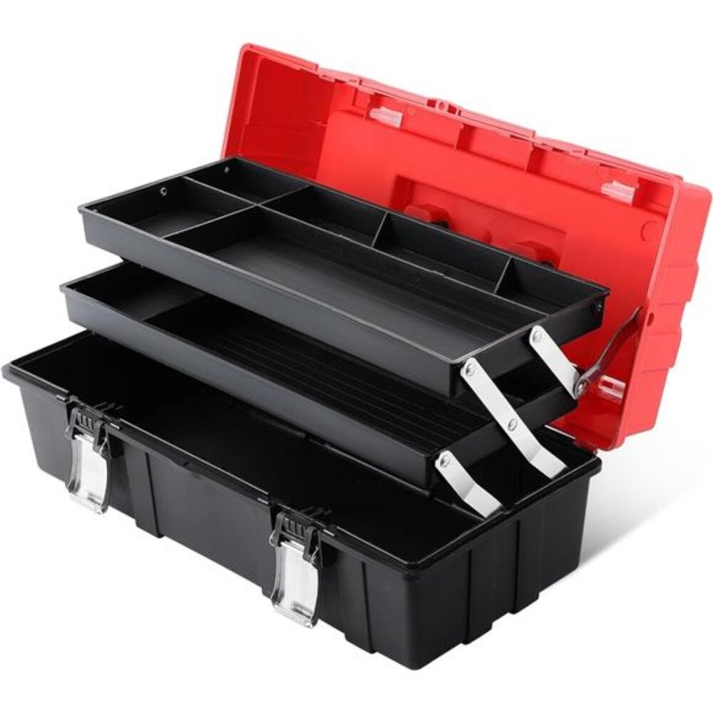 🛠️ 3-Layer Folding Toolbox – Large Capacity, Durable & Lockable Storage Box ✨